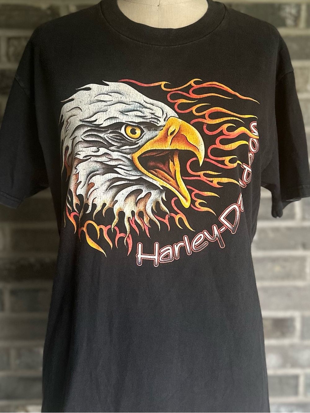 Vintage 1998 Harley Davidson Chicago Eagle Flame T Shirt Single Stitch USA M